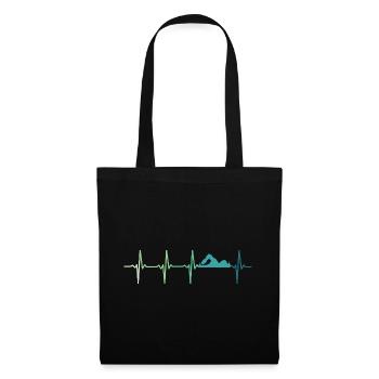 Schwimmendes Herzschlag-Schwimmer-Geschenk - Stoffbeutel - Schwarz - Vorne