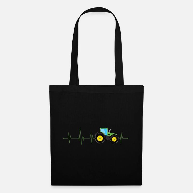 Traktor Heartbeat - Stoffbeutel - Schwarz
