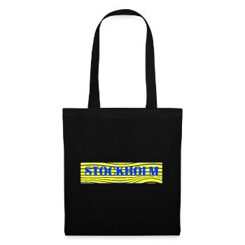 Stockholm Wellen Schriftzug - Stoffbeutel - Schwarz - Vorne