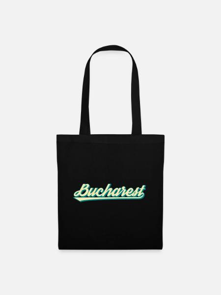 Bucharest Retro Script - Stoffbeutel - Schwarz