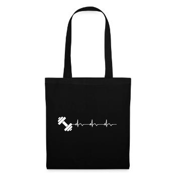 Dumbbell Gym Fitness Bodybuilding ECG Heartbeat - Tote Bag - black - Front
