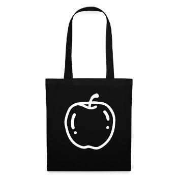 Apple Apfel Geschenk idee - Stoffbeutel - Schwarz - Vorne