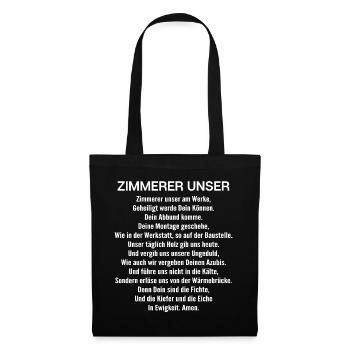 Zimmerer Unser Gebet Zimmermann Geschenk - Stoffbeutel - Schwarz - Vorne