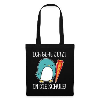 Einschulung Schulkind Zuckertüte Schulanfang - Stoffbeutel - Schwarz - Vorne