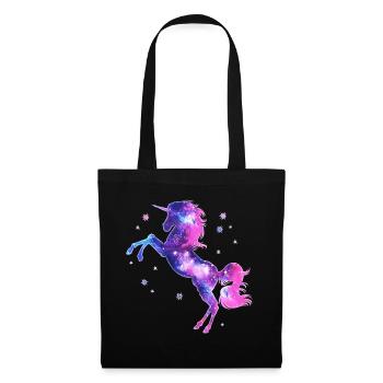Einhorn unicorn Sterne Fantasy galaxy Universum - Stoffbeutel - Schwarz - Vorne
