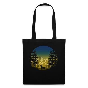 Deer in the forest (round / blue-yellow) - Tote Bag - black - Front