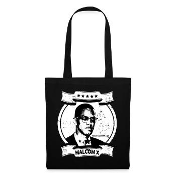 Malcolm X Linoldruck Porträt - Stoffbeutel - Schwarz - Vorne