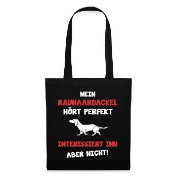 Rauhaarteckel Dackelfieber Geschenk - Stoffbeutel - Schwarz - Vorne