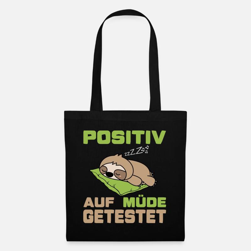 Positiv auf müde getestet (Faultier-Edition) - Stoffbeutel - Schwarz