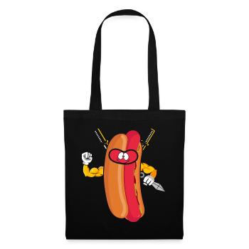 Hot Dog Ninja Karate Warrior Japan Geschenk - Stoffbeutel - Schwarz - Vorne