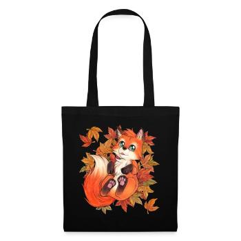 Herbst Fuchs mit bunten Laub goldene Jahreszeit - Stoffbeutel - Schwarz - Vorne