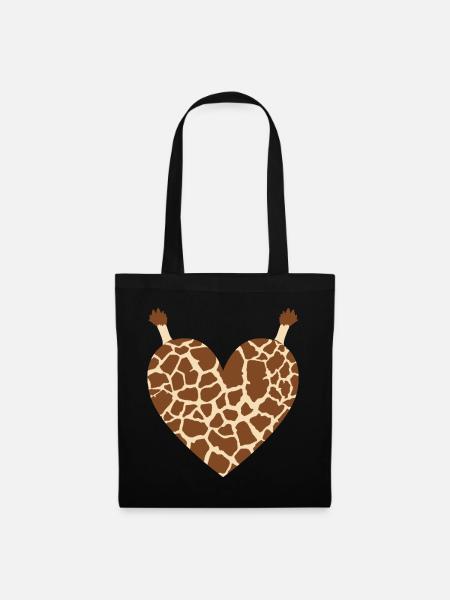Giraffenherz-Design für Giraffenfans - Stoffbeutel - Schwarz