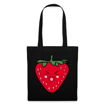 Cadeau de design de fraises d’été Kawaii - Sac en tissu - noir - Devant