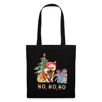 Weihnachtshund Shiba Inu - Stoffbeutel - Schwarz - Vorne