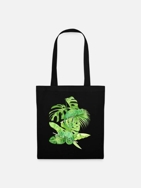 Caméléon, lézards caméléons verts - Sac en tissu - noir