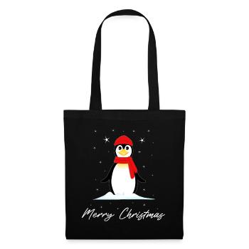 Pinguin Frohe Weihnachten - Stoffbeutel - Schwarz - Vorne