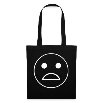 Emoji sketch blanc triste - Sac en tissu - noir - Devant