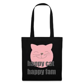 Chat heureux - Sac en tissu - noir - Devant