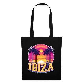 Ibiza, Espagne, Île, Eté, Palmiers, Plage, Fête - Sac en tissu - noir - Devant