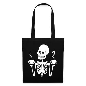 Sarcastique Drôle Squelette Buvant du café expresso - Sac en tissu - noir - Devant