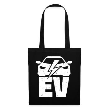 EV - Véhicule électrique pour les fans de voitures électriques - Sac en tissu - noir - Devant