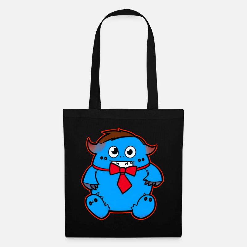 Süßes blaues Zombie Monster mit roter Schleife - Stoffbeutel - Schwarz