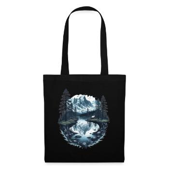 Mountain landscape with lake - Tote Bag - black - Front