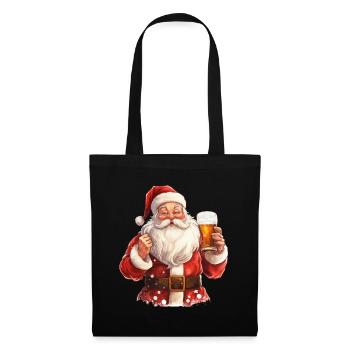 Weihnachtsmann Bier Weihnachten Prost Lustig Humor - Stoffbeutel - Schwarz - Vorne