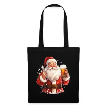 Weihnachtsmann Bier Weihnachten Prost Lustig Humor - Stoffbeutel - Schwarz - Vorne
