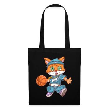 Basketball Katze - Stoffbeutel - Schwarz - Vorne