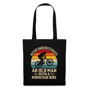 Alter Mann mit Mountainbike - Stoffbeutel - Schwarz - Vorne