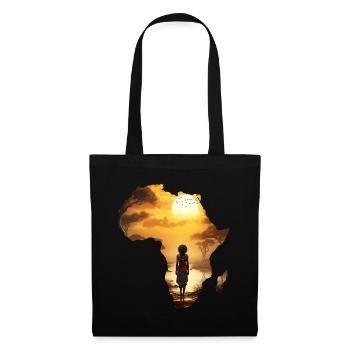 Africa Map Continent Outline Sunset - Tote Bag - black - Front