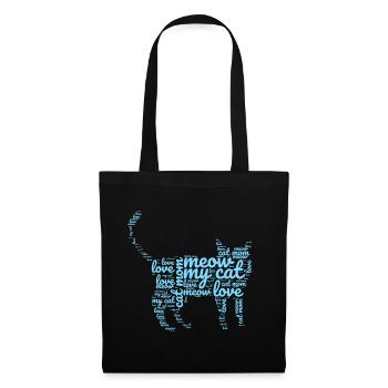 Motif avec un motif d’amour pour un chat - Sac en tissu - noir - Devant
