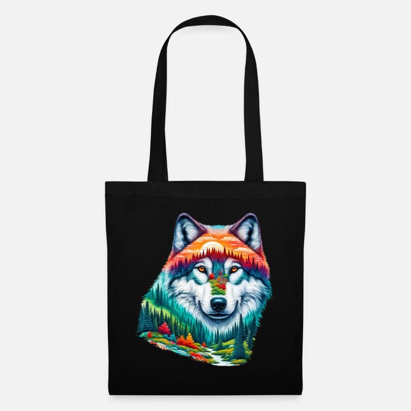 Wolf - Stoffbeutel - Schwarz