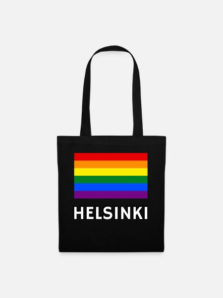 Pride Flagge Helsinki - Stoffbeutel - Schwarz