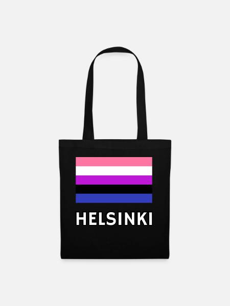 Genderfluid Pride Flagge Helsinki - Stoffbeutel - Schwarz