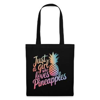 Ananas tropische hawaiianische Frucht - Stoffbeutel - Schwarz - Vorne