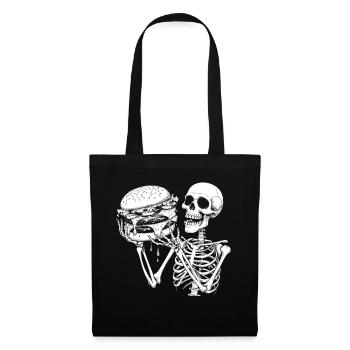 Funny Skeleton & Burger Design for Food Lovers - Tote Bag - black - Front