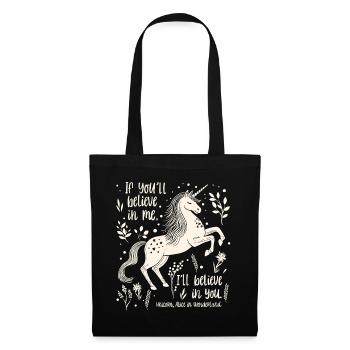Alice in Wonderland Unicorn Quote - Believe in you - Tote Bag - black - Front