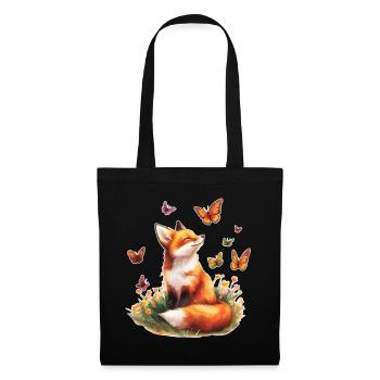 Fox with butterflies - Tote Bag - black - Front
