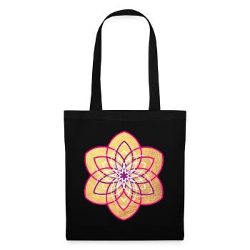 Yoga Gold Blume Blüte Sonne Mandala Meditation om - Stoffbeutel - Schwarz - Vorne