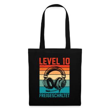 10. Geburtstag Jungen Gamer Level 10 Unlocked - Stoffbeutel - Schwarz - Vorne