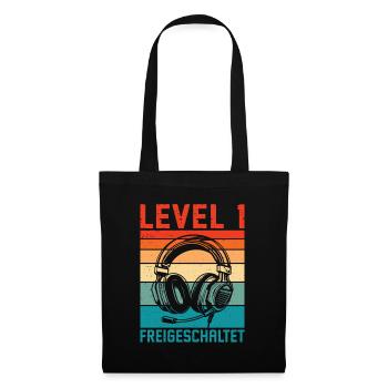 1. Geburtstag Jungen Gamer Level 1 Freigeschaltet - Stoffbeutel - Schwarz - Vorne