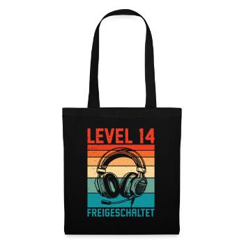 14. Geburtstag Jungen Gamer Level 14 Unlocked - Stoffbeutel - Schwarz - Vorne