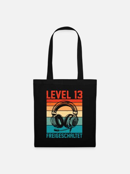 13. Geburtstag Jungen Gamer Level 13 Unlocked - Stoffbeutel - Schwarz