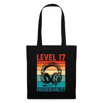 17. Geburtstag Jungen Gamer Level 17 Unlocked - Stoffbeutel - Schwarz - Vorne