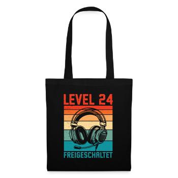 24th Birthday Men Gamer Level 24 Unlocked - Tote Bag - black - Front