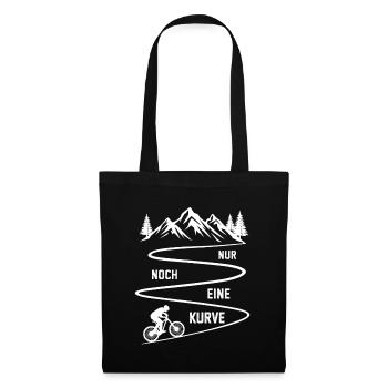 Nur Noch Eine Kurve Mountainbike Berge - Stoffbeutel - Schwarz - Vorne