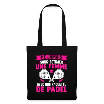  une femme avec une raquette de tennis - Sac en tissu - noir - Devant