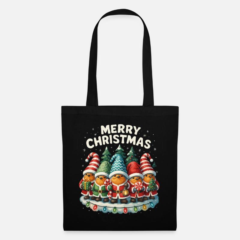 Lustiges Rotkehlchen Weihnachten Geschenk Süß - Stoffbeutel - Schwarz